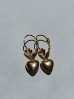 14 karátos szíves arany fülbevaló (jelzett .585)