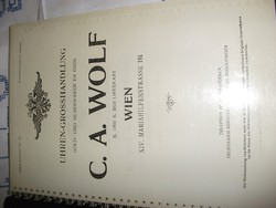C.A. Wolf Wiem arany, ezüst, ékszer, óra, falióra, és órás szerszám katalógus