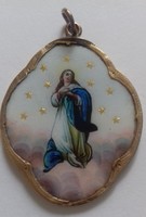 Antik arany foglalatú Szűz Mária medál