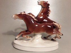 Carl Scheidig Kunst - Grafenthal porcelán vágtató lovak - ló jelzett