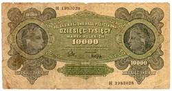Lengyelország 10 000 lengyel Márka, 1922, veseltes, de ritka