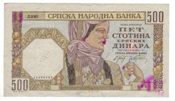 500 dinár 1941 november Szerbia