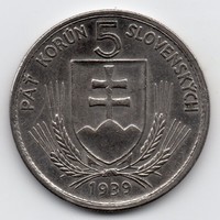 Szlovákia 5 szlovák Korona, 1939