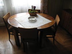 Art deco, ovális, kinyitható nagy méretű étkező asztal (ebédlőasztal)