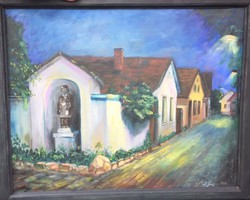 Original oil painting from Szentendre by a contemporary artist, field: St. John of Nepomuk, patron saint of sailors