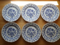 6 db régebbi Eichwald hagymamintás porcelán tányér lapostányér 24,5 cm
