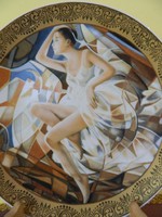 Olasz art deko stilusú balerinás falitányér.