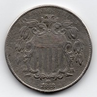 USA Amerikai Egyesült Államok 5 cent, 1868, előlapon beütés