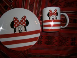 Disney  figurával bögre és tányér (Minnie Mouse) 