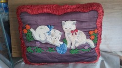 3 antique, large, silk-based decorative pillows/ from before the war