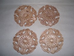 4 pcs beautiful carved wooden rosettes