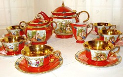 Antique G. Benedikt, decorated porcelain tea set (6 persons)