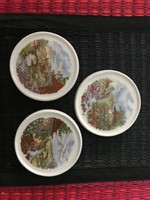 3db Japán tájképes porcelán poháralátét 9cm átmérő.
