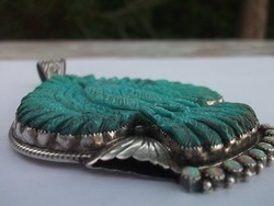  Mexikói sterling ezüst függelék-medál türkizzel,nemesopállal