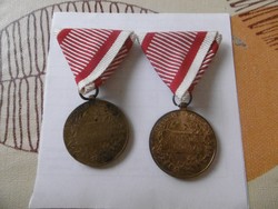 Bronz kitüntetés Ferenc József Jubileumi 2 db 