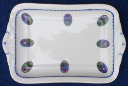 Antik Hüttl Tivadar  virágmintás tányér - 13,5 x 21 cm. - porcelán