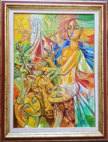 Józsa János - Múzsák 70 x 50 cm olaj, vászon