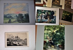 22 darab kvalitásos festmény (feltehetőleg magyar festőktől)  gyűjtői hagyaték, NINCS MINIMÁLÁR !!!!