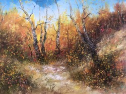 Őszi erdő-Tájkép-Festmény