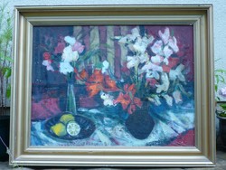 Eladó Balogh Ervin: Virágcsendélet című, olaj, farost Képcsarnokos festménye