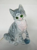 Macska porcelán lámpa