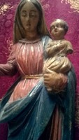 47 CM-S MÁRIA A KISDEDDEL ANTIK FA SZOBOR