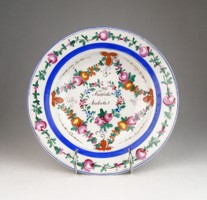 0S039 Évszámos virágos porcelán falitányér 1903