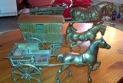 3 db nagy méretű antik réz lovas szekér, fogat, lovas kocsi, fiáker egyben eladó csak ma ilyen olcso