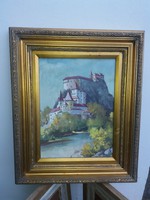40x30-as fészkű vastag, gyönyörű keret, ajándék hegyi kastélyos akvarellel