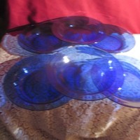 97.  6 db francia királykék Arcoroc üveg mély tányér 21 cm