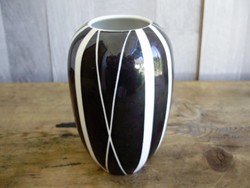Ritka,art deco,fekete-fehér csíkos Unterweissbach váza