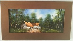 Pancza Ildikó (1984-): Utcarészlet. Olaj, farost, jelzett, 56 cm × 31 cm