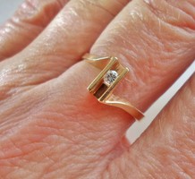 Különleges antik art deco  brill 14kt aranygyűrű