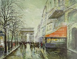 0S821 Párizsi nyomat : Les Champs Elysées