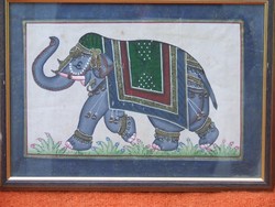 Selyemre festett elefánt kép