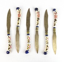 0S827 Antik Zsolnay fajansz markolatos kés készlet