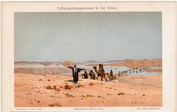 Délibáb, színes nyomat 1906, német nyelvű, eredeti, sivatag, Afrika, pusztaság, képrázat, régi