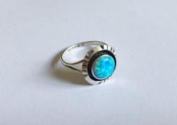 Begay kék tűzopál opál köves navajo indián ezüst gyűrű