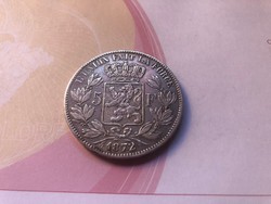 1872 belga ezüst 5 frank gyönyörű darab 25 gramm 0,900