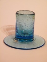 Retro skandináv (SIA) kék hólyagos üveg gyertyatartó