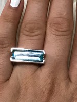Mesés ezüst gyűrű akvamarin 17mm átmérő
