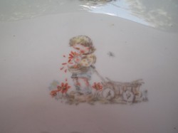 Nagyon régi bájios KAHLA porcelán gyerek tányér 16 x 4 cm