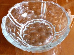 Buborék mintás kristály üveg tálka, kínáló tál 14 cm átmérőjű, 5 cm magas