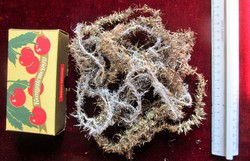 Very old and unusually rare Christmas tree decoration with twine metal string + retro cognac box