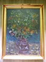 A MODRENISTA CSENDÉLET!    76 cm x 58 cm  Uhrig Zsigmond Csendélet olaj farost festmény képcsarnokos