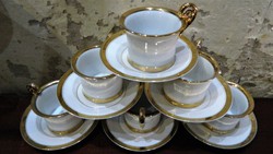 Eredeti art deco  6 db-os aranyozott porcelán teáskészlet