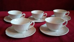 Zsolnay fehér barokk kávés csésze + alátét tányér - 5 db - RITKA !