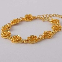 18K gold-filled (gf), lotus flower bracelet