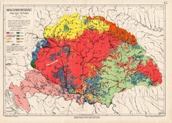 Magyarország néprajzi térkép 1907, eredeti, atlasz, Kogutowicz Manó, régi, magyar, Cholnoky Jenő