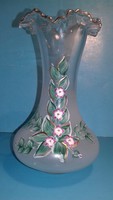 Very special price!!! Opal glass vase edged with gold with ruffled edges